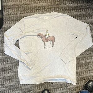 Gray Long Sleeve Shirt with Equestrian Graphic